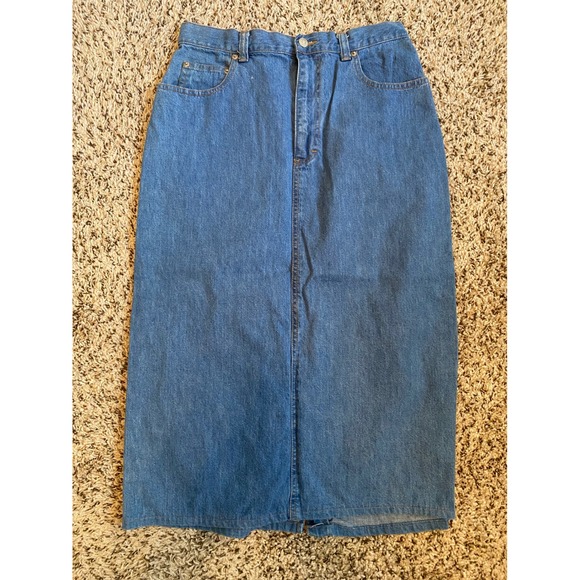 Ralph Lauren Dresses & Skirts - Vintage Ralph Lauren Denim Maxi Skirt Womens 10/12 Blue High Waist Cotton USA